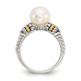 Shey Couture Sterling Silver with 14K Accent Antiqued 8mm Freshwater Cultured Pearl Ring